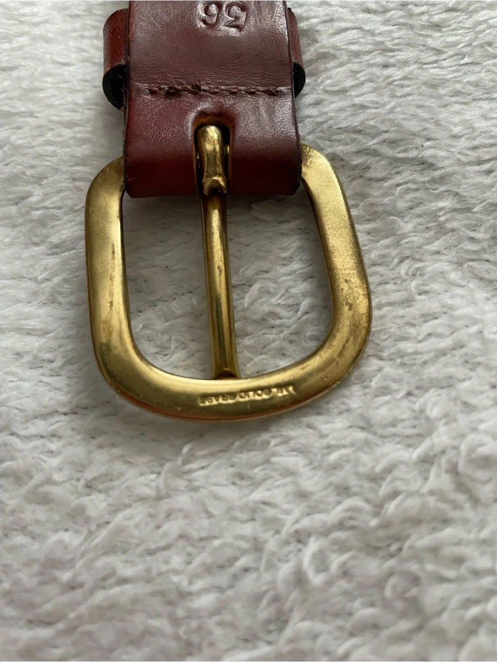 Leather Man Ltd size 36 Navy Flag Embroidered Belt with Brown Top Grain Leather